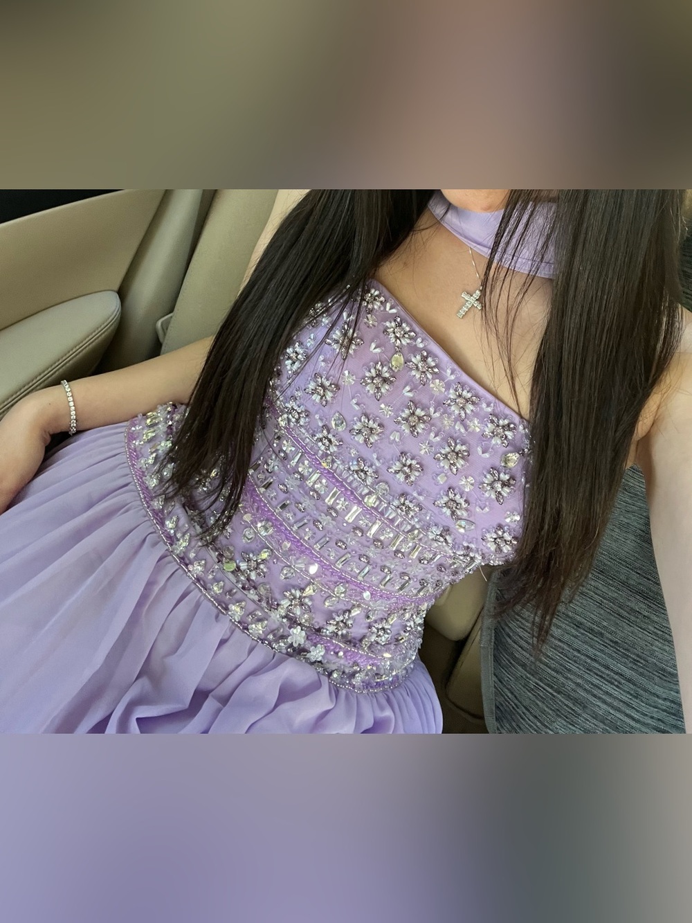 Lilac / lavender Embellished formal women dress - Picture 2 of 3